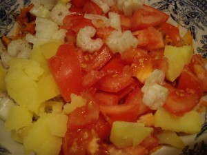 картошка, томат и сельдерей