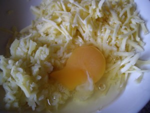 картошка, сыр, яйцо
