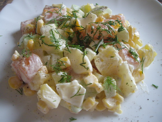 салат с лососиной